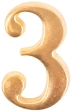 Цифра для номера квартиры "3" металл, золото (5065) 