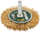 Корщетка-колесо, со штифтом, стальн.латунир.волнист.проволока