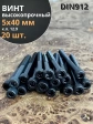 Винт высокопрочный НР М5х40 мм к.п.12.9 черный DIN912, 20 шт.
