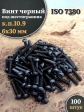 Винт чёрный М6х30 ISO 7380 под шестигранник к.п.10.9, 100 шт.