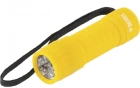 Фонарь светодиодный, желтый корп. с мягким покр., 9 LED 3хААА Denzel