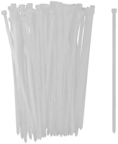 Хомуты нейлоновые белые для проводов 300х7,6 мм 100 шт.  фото 1