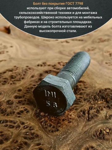 Болт без покрытия 14х45 мм ГОСТ 7798, 10 шт. фото 4