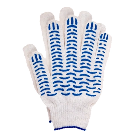 Перчатки трикотажные с ПВХ волной, усиленные, 10 класс вязки, Россия фото 1