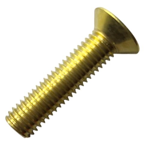Винт потай 10х45 мм DIN 965, полная резьба, латунный фото 1