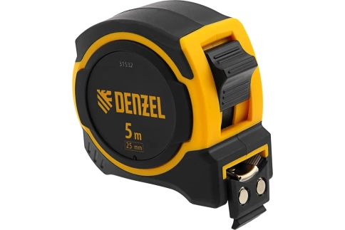 Рулетка магнитн.обрезин.зацеп  двухкомпонентн. корпус 5м х 25мм Denzel фото 1