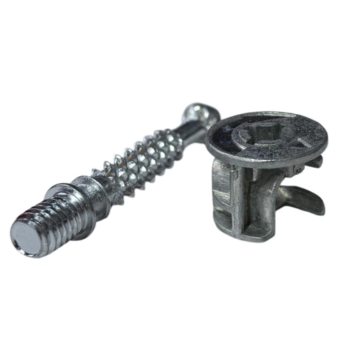 Стяжка эксцентриковая 15х11,5 мм со стойкой с р/ч 34 мм саморез, оцинкованная фото 1