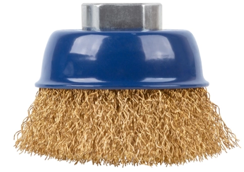 Щетка для УШМ "чашка", латунир.витая проволока 0,3мм, 65 мм М14 CUTOP Profi фото 1