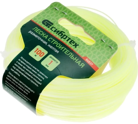 Леска строительная D 1 мм длина 100 м желтая Сибртех фото 1