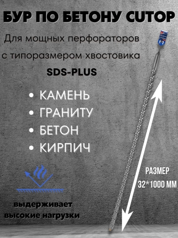 Бур по бетону CUTOP, Profi, двойная резьба, SDS-Plus, фото 63