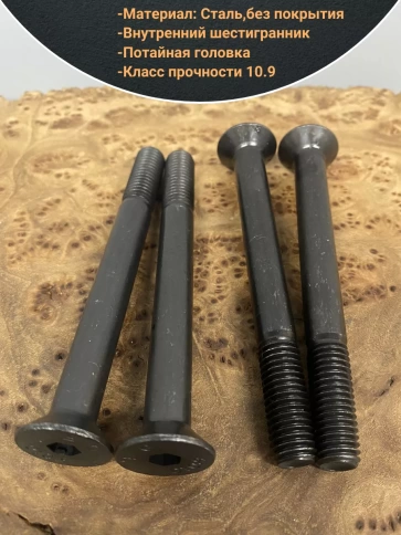 Винт потайной под шестигранник НР М10х100 DIN7991 к.п.10.9,10 шт фото 3