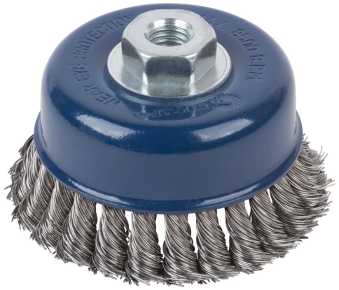 Щетка для УШМ "чашка", кручен.витая проволока 0,5мм, 100 мм М14 блистер CUTOP Profi фото 1