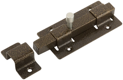 Задвижка накладная усиленная для дверей квадратный ригель бронза фото 2