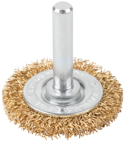 Щетка для дрели "Плоская", латунир.вит.проволока 0,3мм, 75 мм CUTOP Profi фото 1