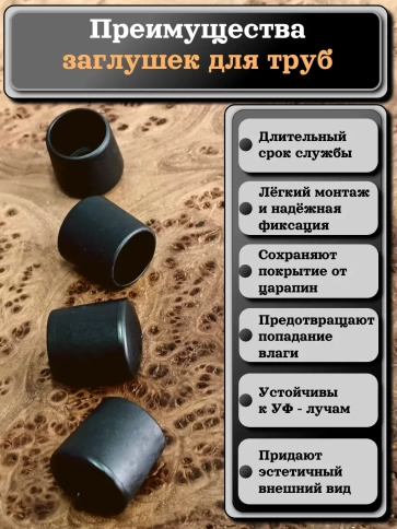 Заглушка для труб наружная круглая d 16 мм черная, 4 шт фото 3