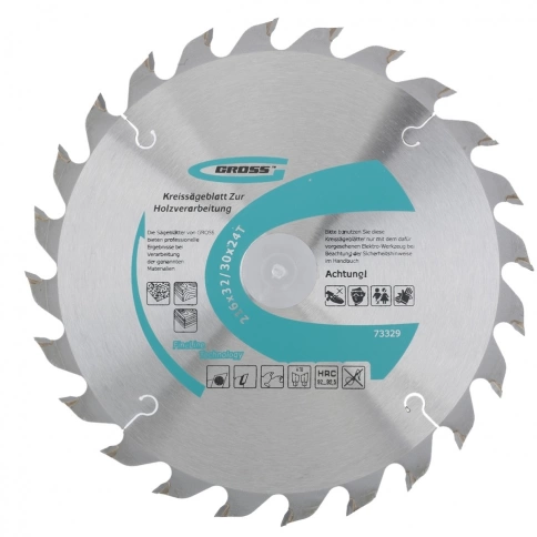 Диск пильный по дереву 24 зуба + кольцо 32/30 мм Gross фото 9