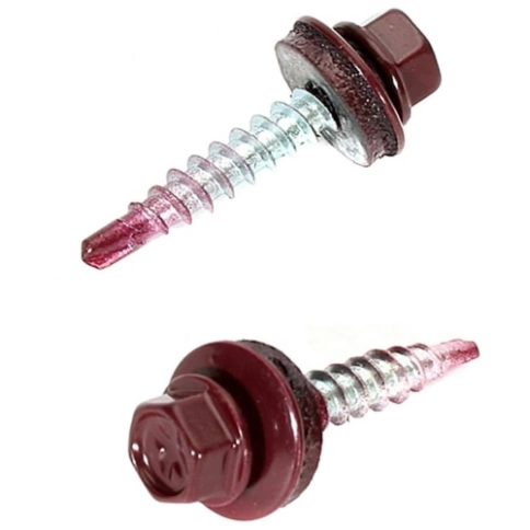 Саморез кровельный, винно-красный RAL3005 фото 1
