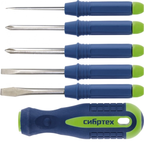 Отвертка со сменными насадками 5 предметов CrV Сибртех фото 1