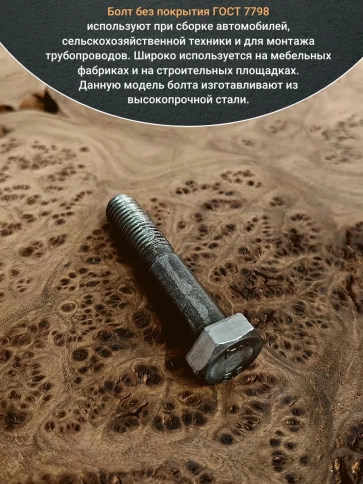 Болт без покрытия 10х65 мм ГОСТ 7798, 10 шт. фото 4