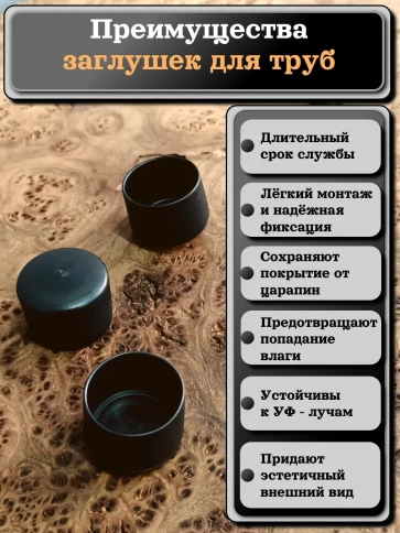 Заглушка для труб наружная круглая d 28 мм черная, 16 шт фото 3