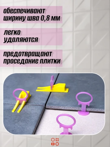 Зажим для выравнивания плитки 0,8 мм SLIM кольцо, 200 шт фото 3