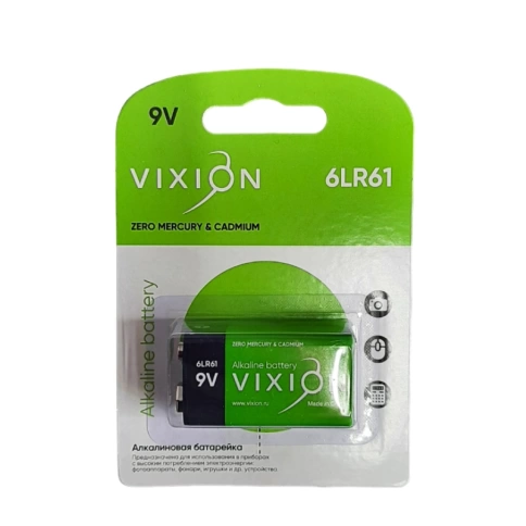 Батарейка алкалиновая 9V Крона 6LR61 1 шт VIXION фото 1