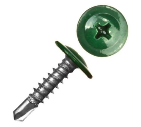 Саморез с прессшайбой, сверло, 4,2х19 RAL6005 фото 1
