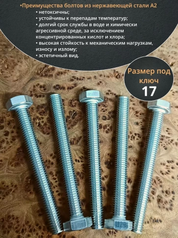 Болт нержавеющий 10х100 мм DIN933  10шт фото 3