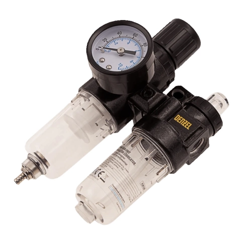 Блок подготовки воздуха регулятор-фильтр-лубрикатор FLR1500 10 бар 1500 л/мин 1/4" Denzel фото 1