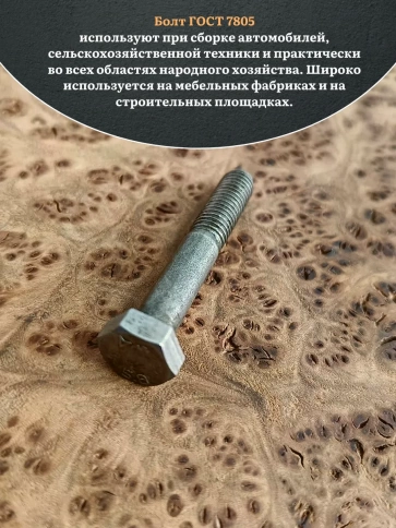 Болт без покрытия 6х45 мм ГОСТ 7798, 10 шт. фото 4