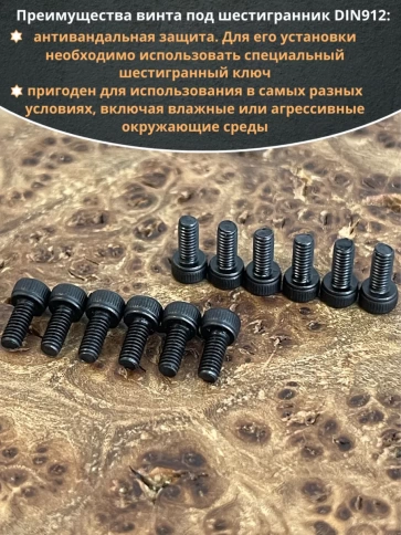 Винт высокопрочный ПР М2,5х5 мм к.п.12.9 черный DIN912, 20 шт. фото 4