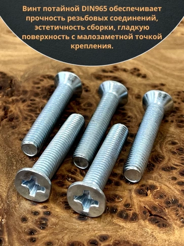 Винт потайной оцинкованный 10х40 DIN965, 10 шт. фото 4