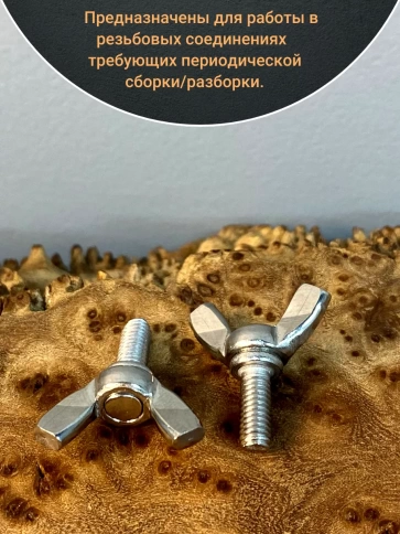 Винт-барашек М4х10 мм , нержавеющая сталь DIN 316 (2 шт.) фото 3