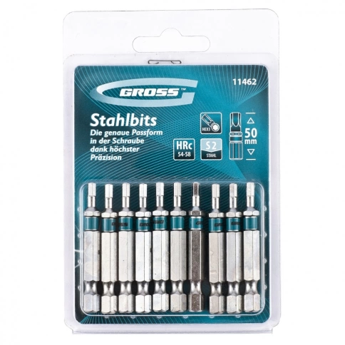 Биты HEX 3х50 мм, сталь S2 Gross фото 1