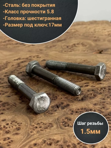 Болт без покрытия 10х60 мм ГОСТ 7798, 10 шт. фото 3