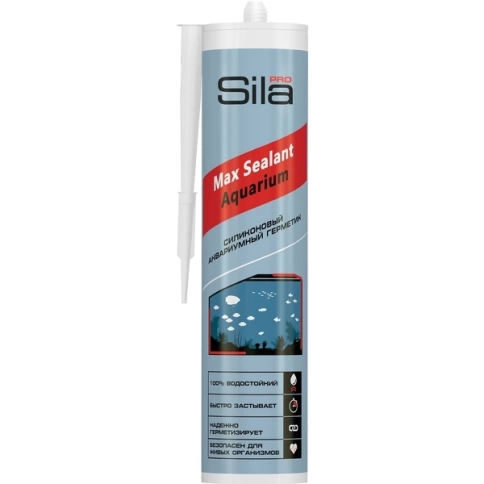 Герметик силиконовый аквариумный бесцветный, Sila PRO Max Sealant, AQ, 280 мл фото 1