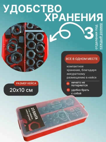 Гайки к.п.12.9 черные М10,12,16 в органайзере НАБОР 1 фото 5