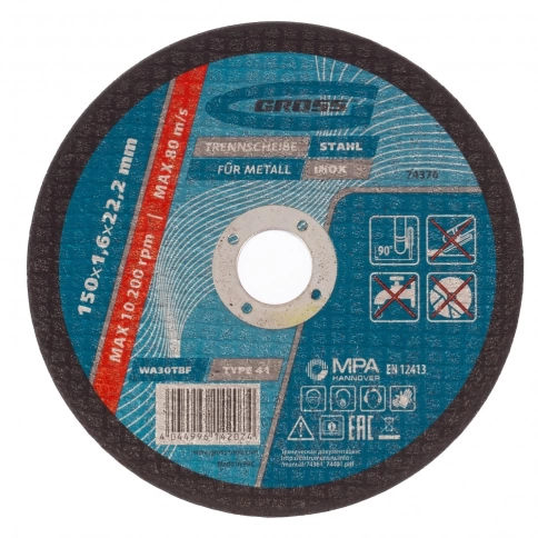 Круг отрезной по металлу 150х1,6х22,2 мм WA46TBF Gross фото 1