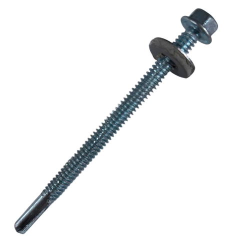 Саморез кровельный 5,5х76 мм с увеличенным сверлом РТ-5 15 мм, оцинкованный фото 1