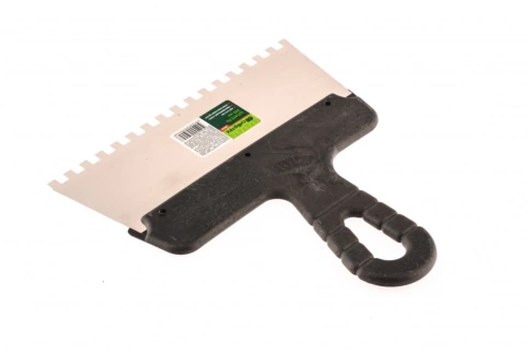 Шпатель из нерж.стали 200 мм зуб пластмас.ручка Сибртех фото 2