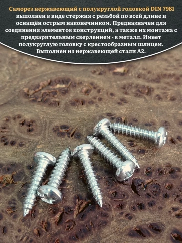 Саморез нержавеющий полукруглая гол. 2,9х16 DIN7981 , 50 шт. фото 4