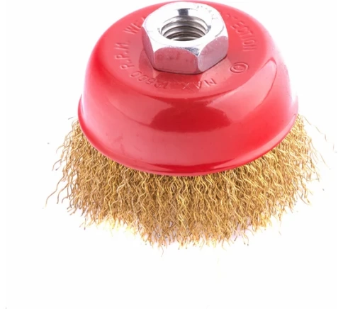 Щетка для УШМ "чашка", латунир.витая проволока 75 мм М14 Matrix фото 1