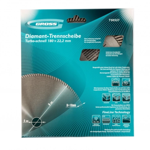 Диск алмазный турбо сухое резание 180х22,2 мм Gross фото 4