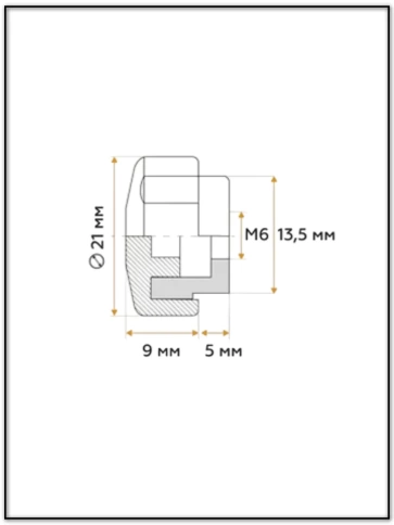 Ручка фиксатор барашек разборный d21 с гайкой М6, 2 шт. фото 2