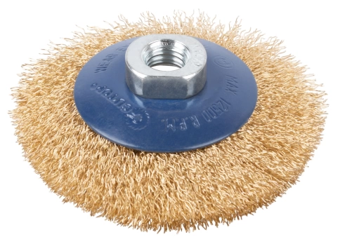 Щетка для УШМ "Чашка", латунир.витая проволока 0,3мм, 75 мм М14 блистер CUTOP Profi фото 1