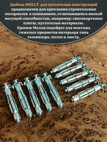 Дюбель MOLLY 6х52 для пустотелых конструкций, 10 шт. фото 4