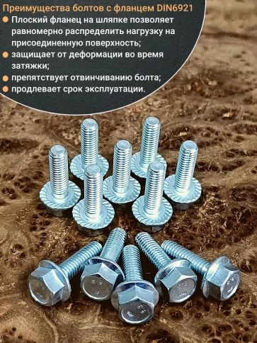 Болт М6х20 с фланцем к.п.8.8  ОЦ DIN6921 фото 10