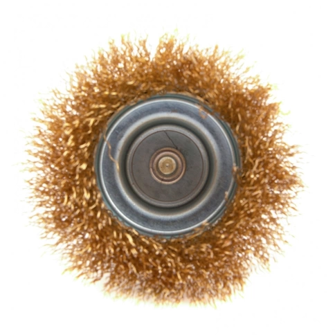 Щетка для дрели "чашка", со шпилькой, латунир.вит.проволока, 75 мм Matrix фото 3