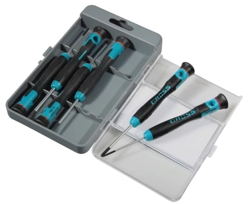 Набор отверток для точной механики 6 шт, CrMo, металл, двухкомпонентная рукоятка, Gross фото 1