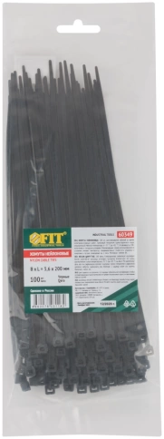 Хомуты нейлоновые черные для проводов 150х2,5 мм 100 шт.  фото 1